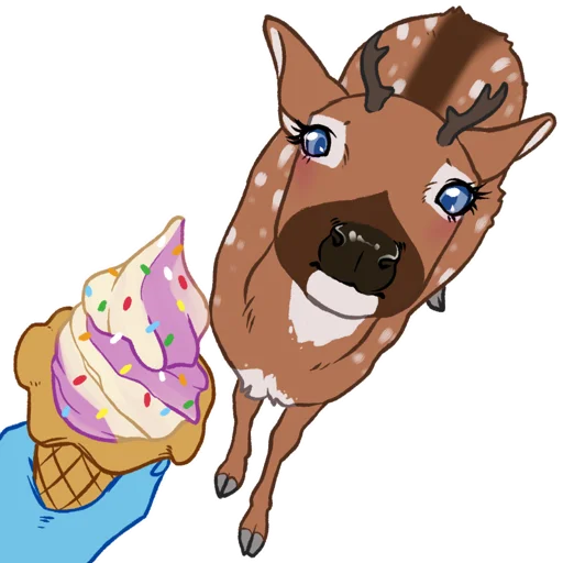 Sticker: looking up, expectantly, for ice cream