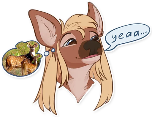 Sticker: looking blankly and agreeing with what's said, while thinking about deer
