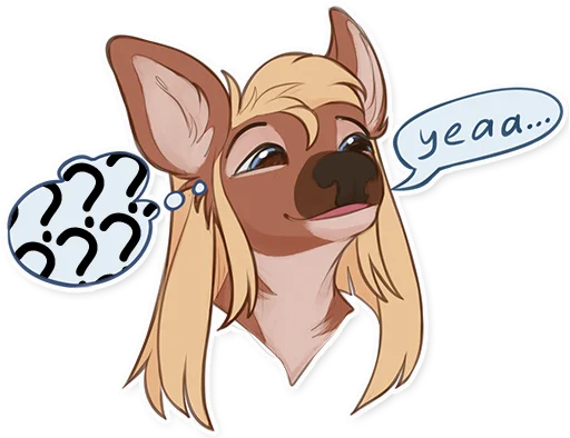 Sticker: looking blank and agreeing with what's said, with just confused questionmarks in her mind