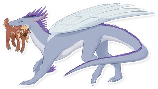 Sticker: zoomed out to see the whole of zephyr, as she carries spangle in her mouth