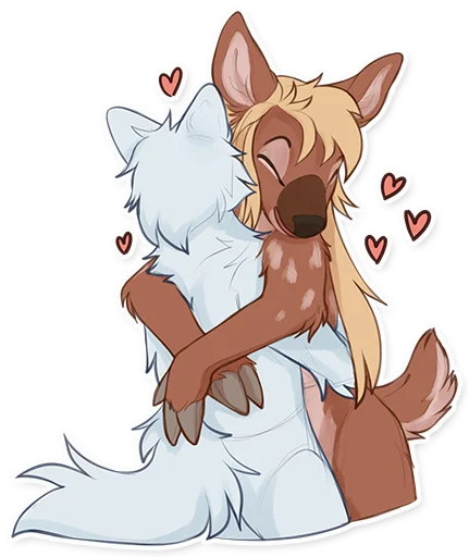Sticker: hugging a blank character (ych style) face to face, with hearts